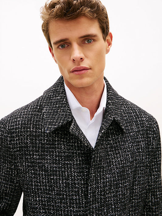 HoundstooWool Blend Belted Longline Coat
