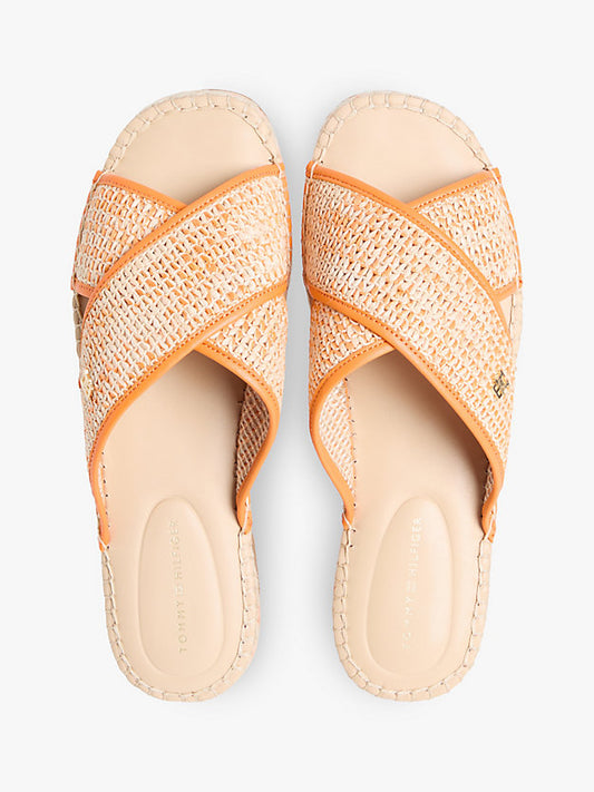 Raffia Monogram Espadrille Mules