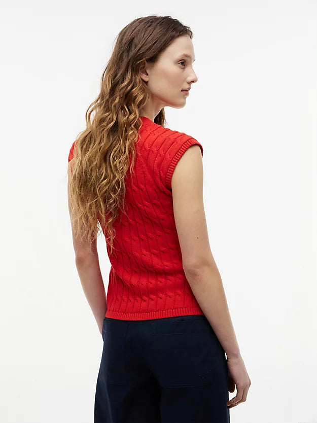 Cable Knit Slim Cap Sleeve Cardigan