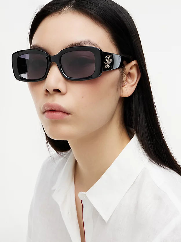Logo Plaque Rectangular Sunglasses