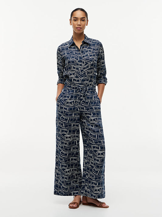 Relaxed Wide Leg Pure Linen Trousers