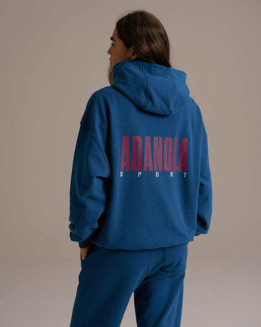Sport Horizon Oversized Hoodie - Washed College Blue