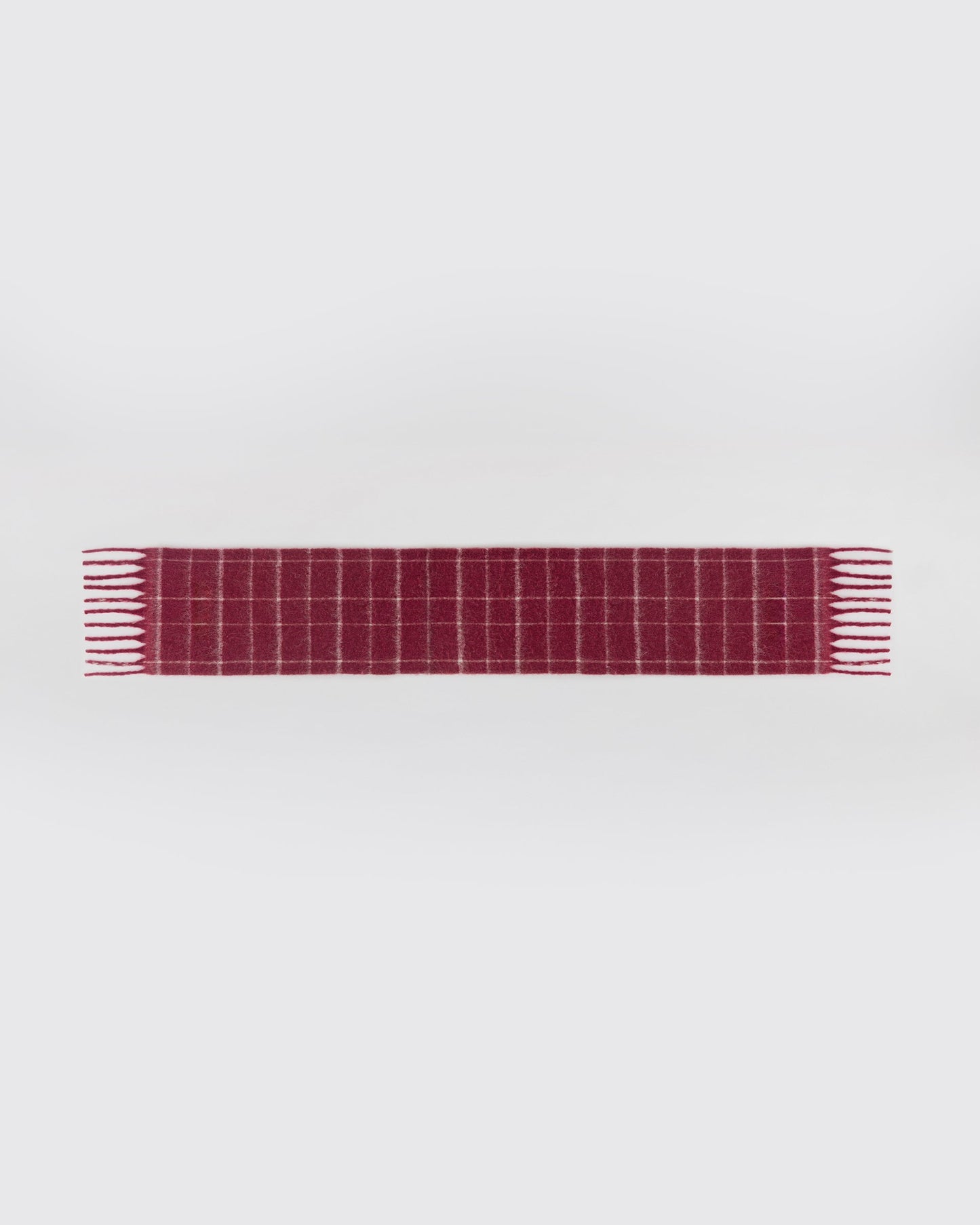 Brushed Checked Scarf - Berry Red