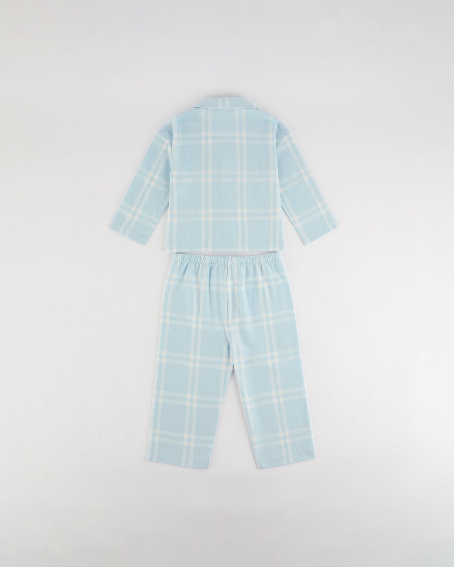 Mini Brushed Checked Pyjamas - Light Blue