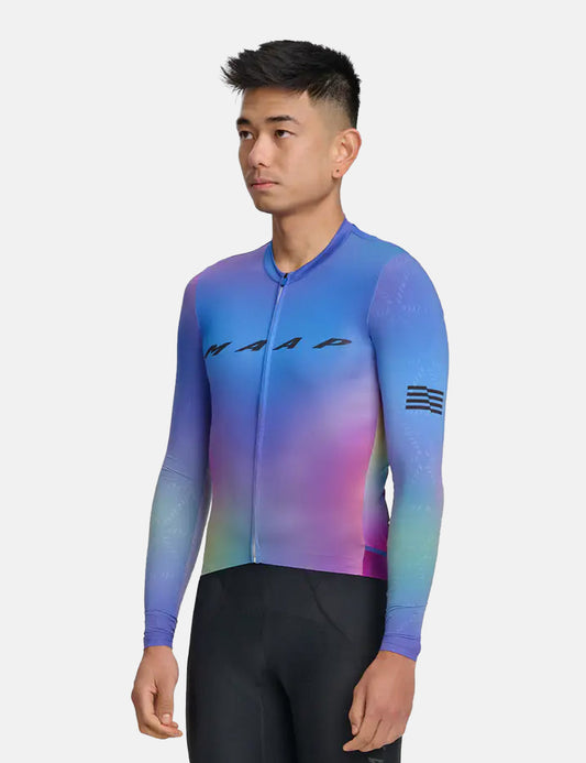 Blurred Out Pro Hex Long Sleeve Jersey 2.0 - Blue Mix
