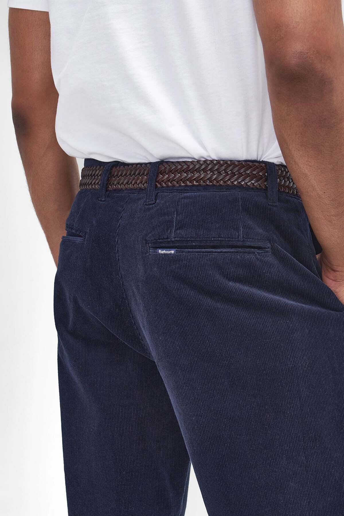 Stretch Cord Tailored Trousers - NAVY