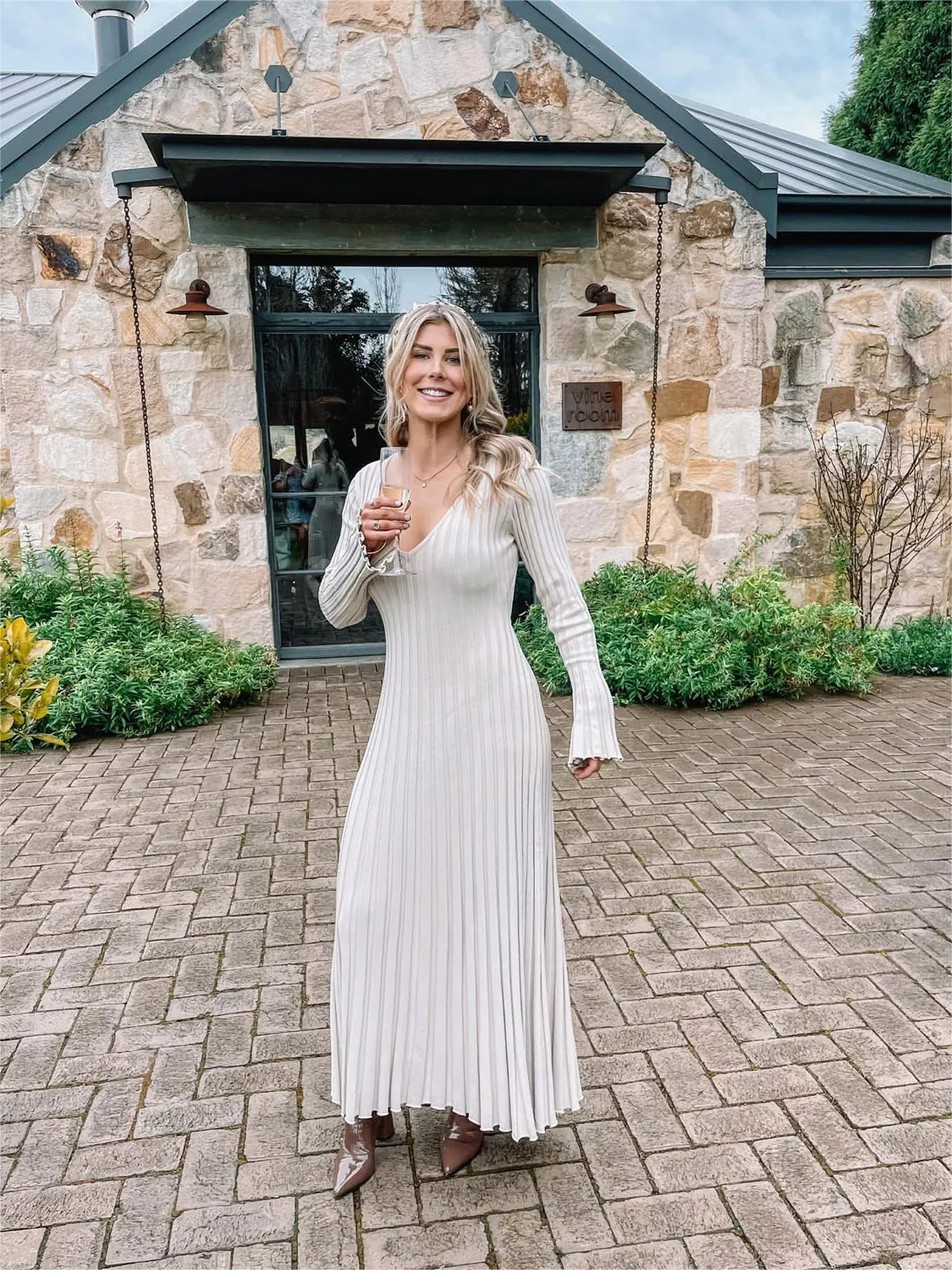 Robe Midi en Tricot à Manches pour l'Automne (Achetez-en 2, Livraison Gratuite)
