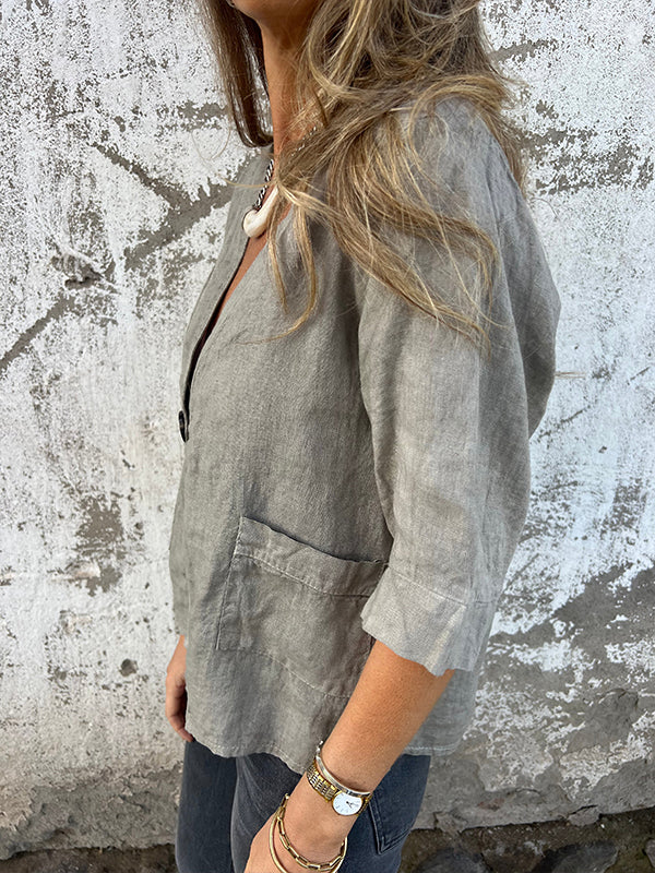 NOUVEAU🔥 Chemise en lin à poche