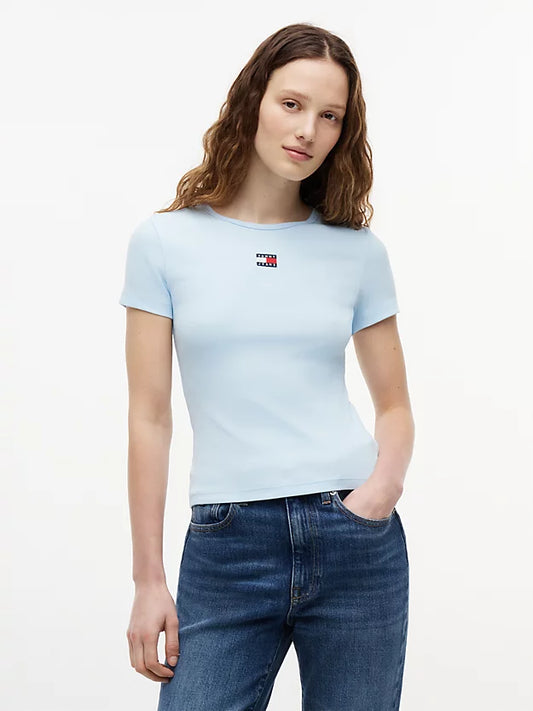 Badge Ribbed Slim T-Shirt