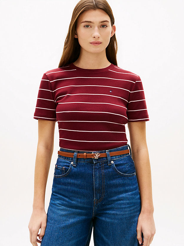 Flag Embroidery Slim Crew Neck T-Shirt