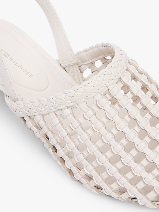 Woven Pointed Toe Slingback Heels