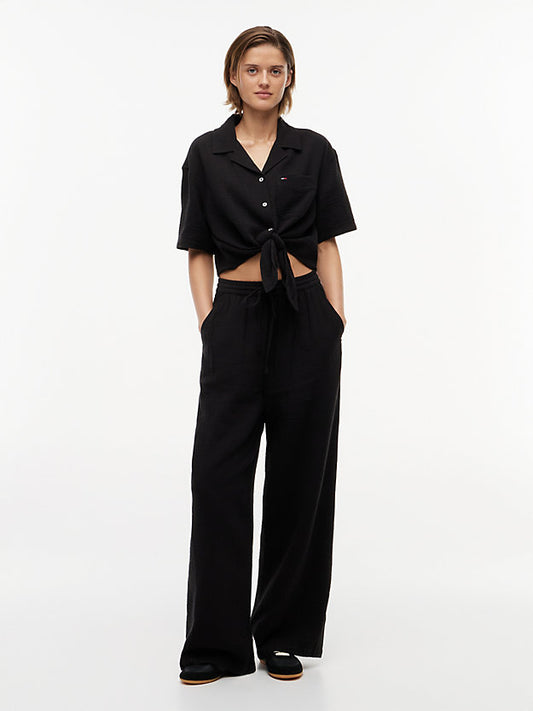 Crinkle Textured Loose Trousers
