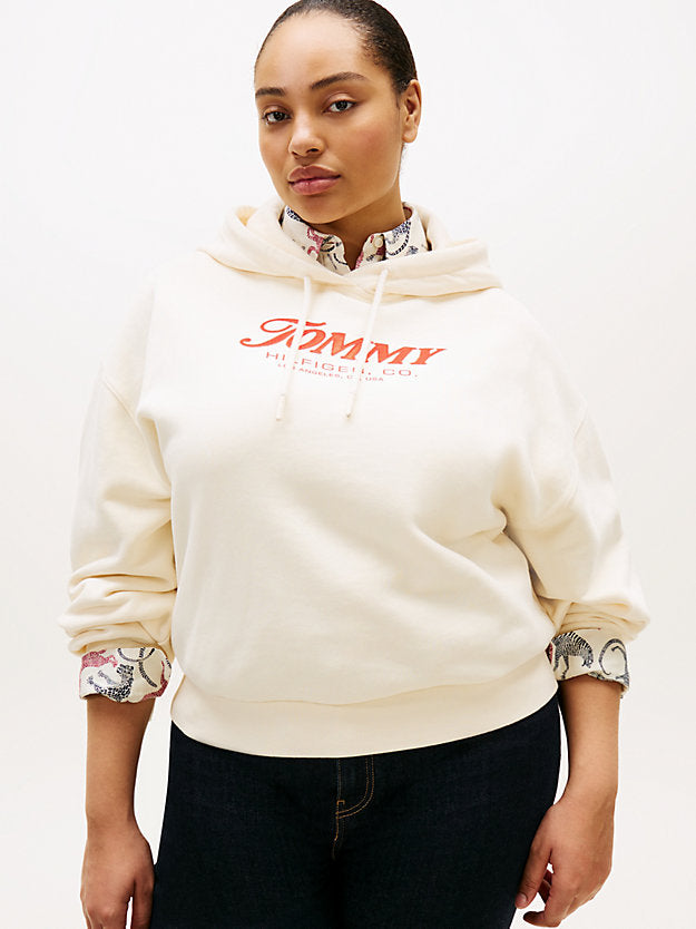 Curve Textured Logo Relaxed Drawstring Hoody