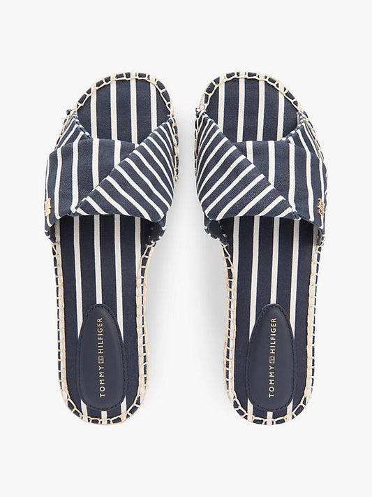 Canvas Monogram Stripe Espadrille Mules