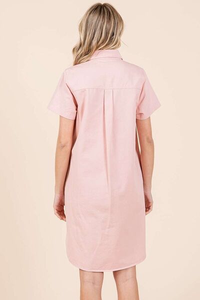 Robe Chemise à Col et Manches Courtes avec Boutons Mittoshop
