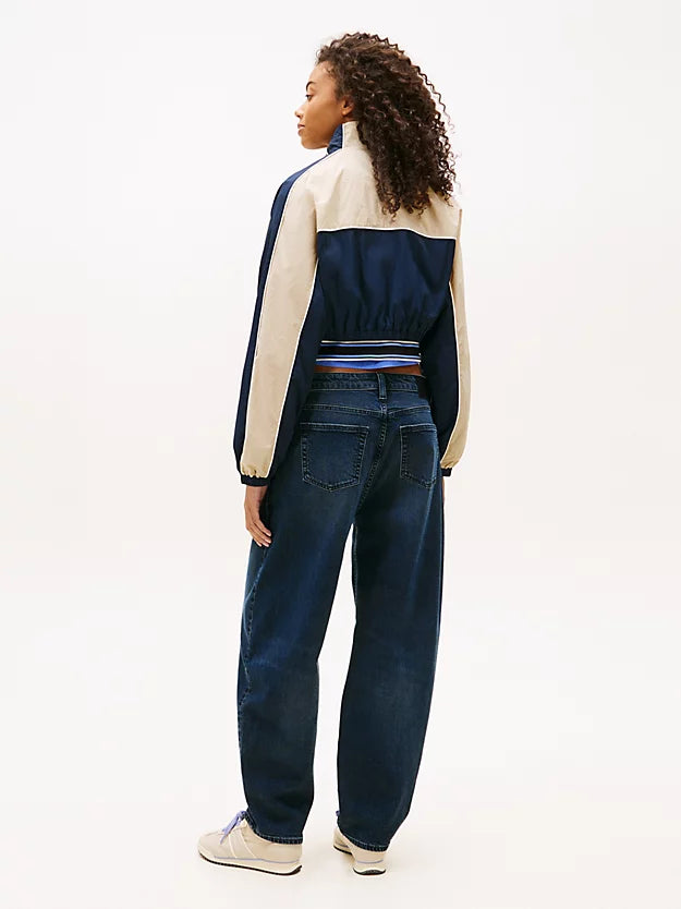 Badge Colour-Blocked Piping Crinkle Jacket