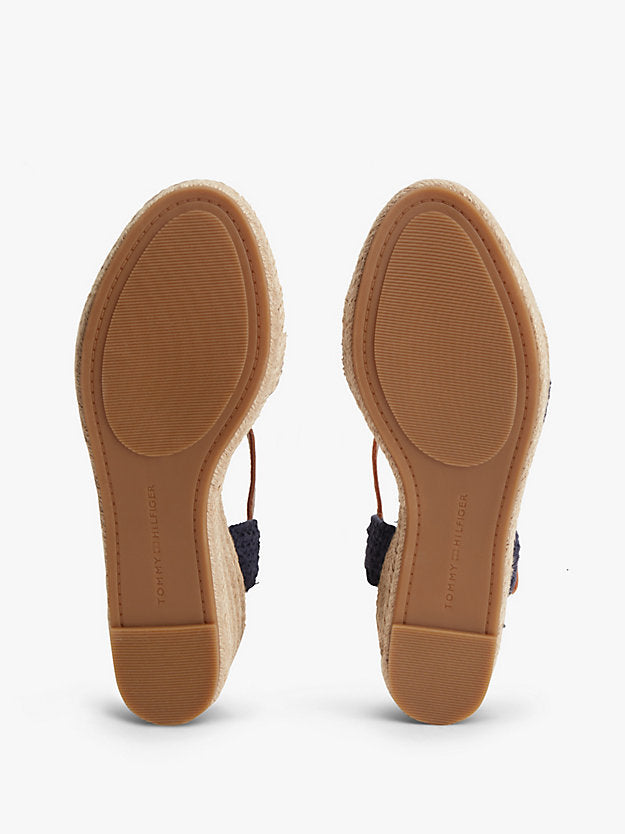 Logo Plaque Woven Wedge Heel Espadrilles