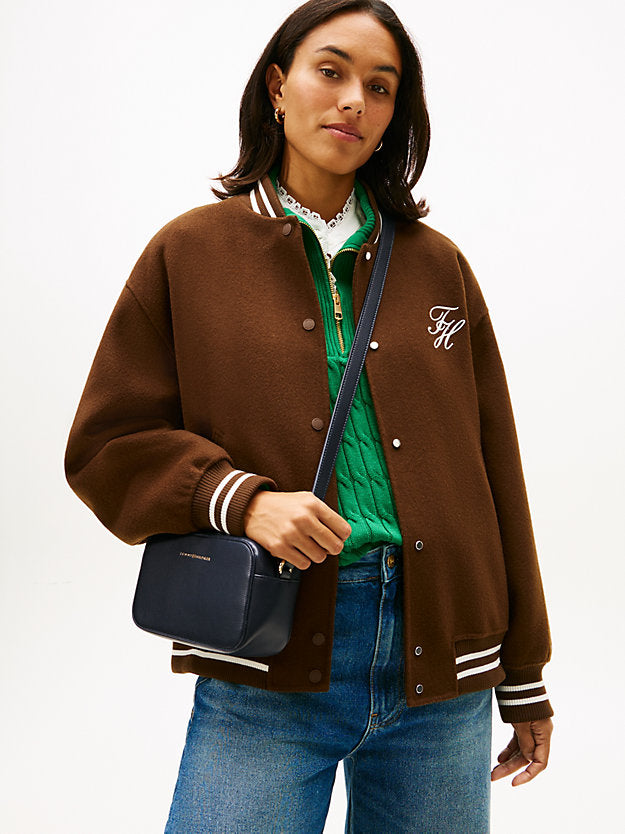 Metallic Logo Crossbody Camera Bag