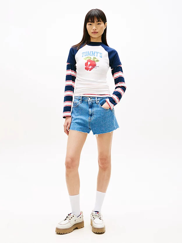 Raw Hem Faded Denim Shorts