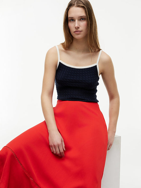 Logo Flare Midi Skirt WiLinen