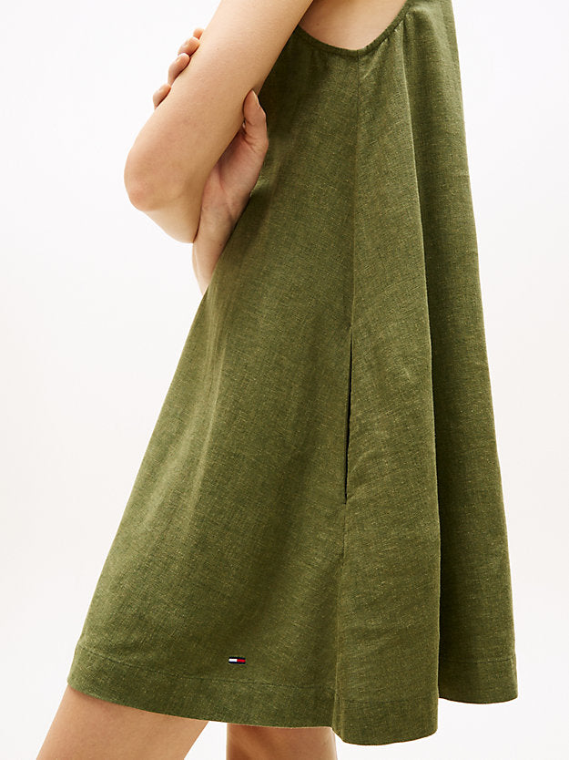 Slim Linen Blend Mini A-Line Dress