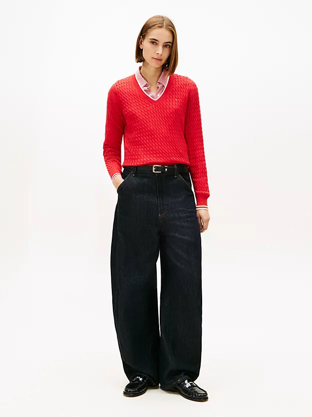 Cable Knit V-Neck Jumper