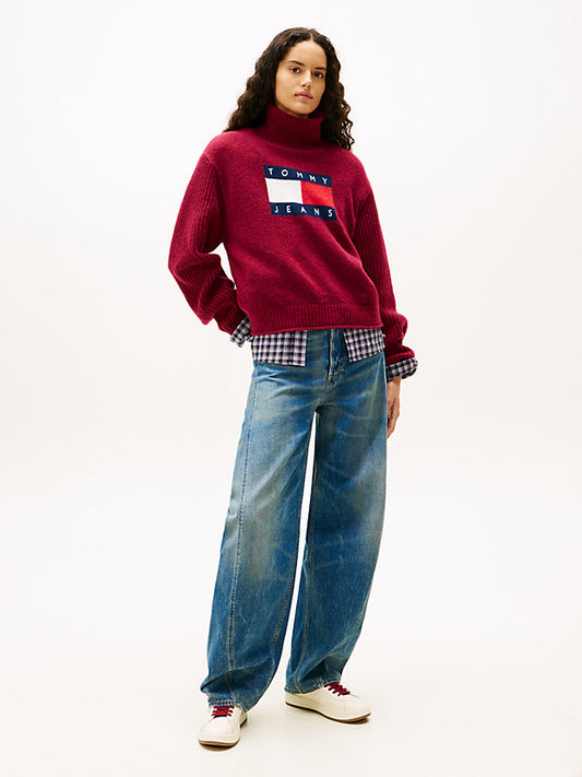 Flag Intarsia Relaxed Turtleneck Jumper