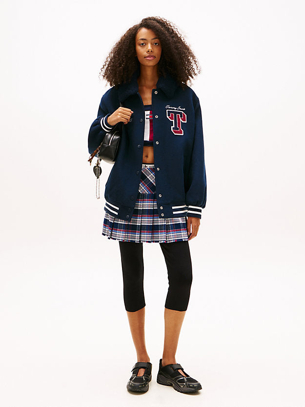 Padded Twill Oversized Varsity Jacket