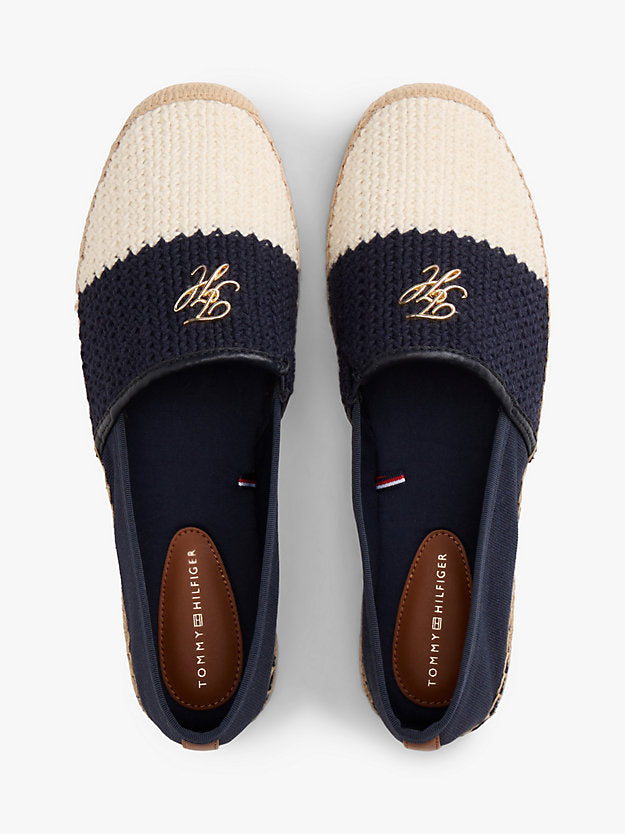 Logo Plaque Colour-Blocked Woven Espadrilles
