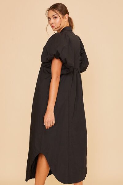 Robe Midi Annie Wear à Manches Courtes Bouffantes et Smocks