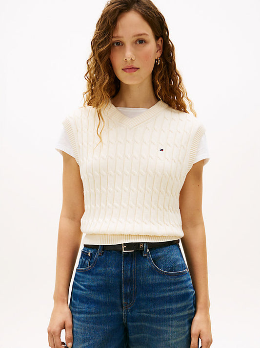 Cable Knit V-Neck Sweater Vest