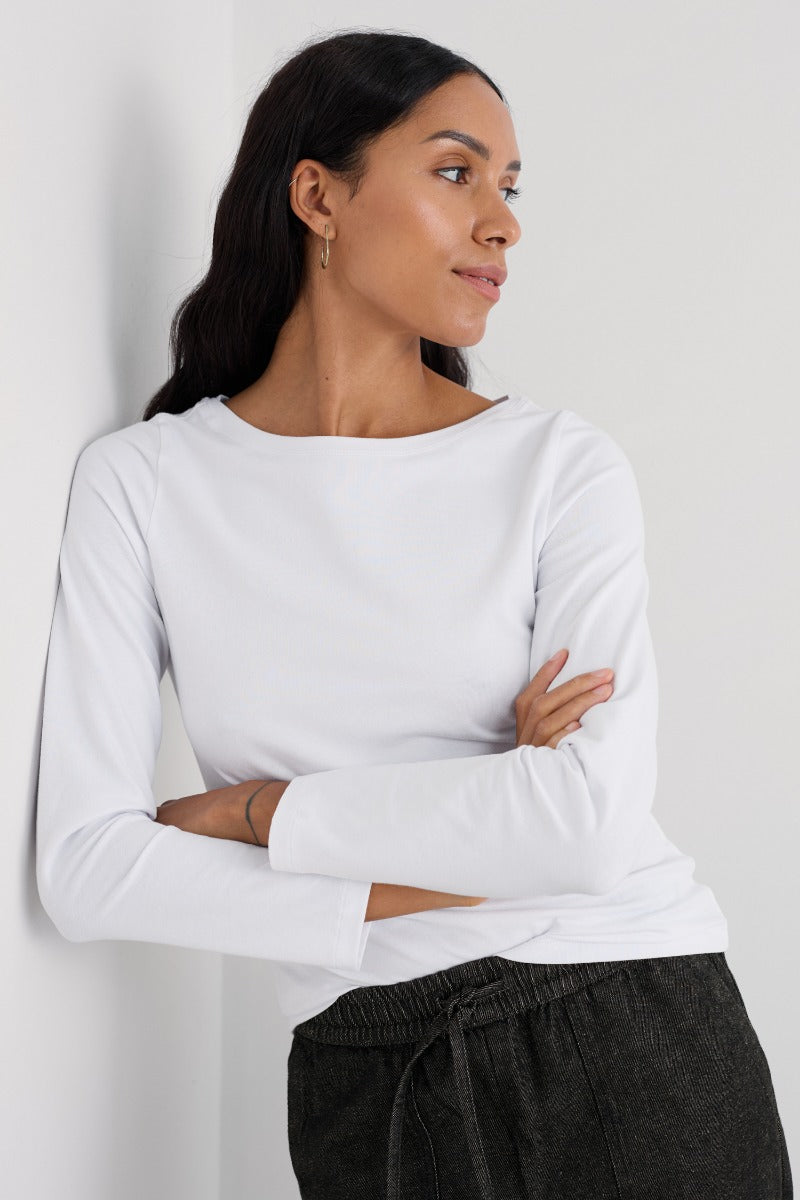 Easel Long Sleeve Top in GOTS-Certified Organic Cotton Jersey