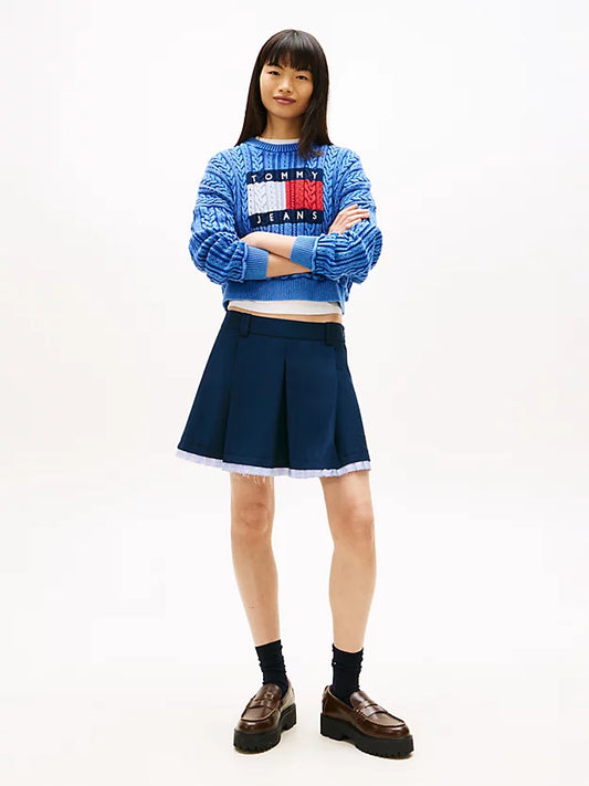 Intarsia Flag Badge Cable Knit Jumper