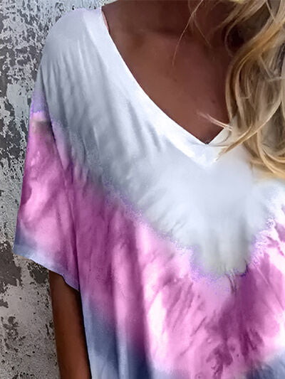 Robe courte à poches et manches courtes, tie-dye, taille standard