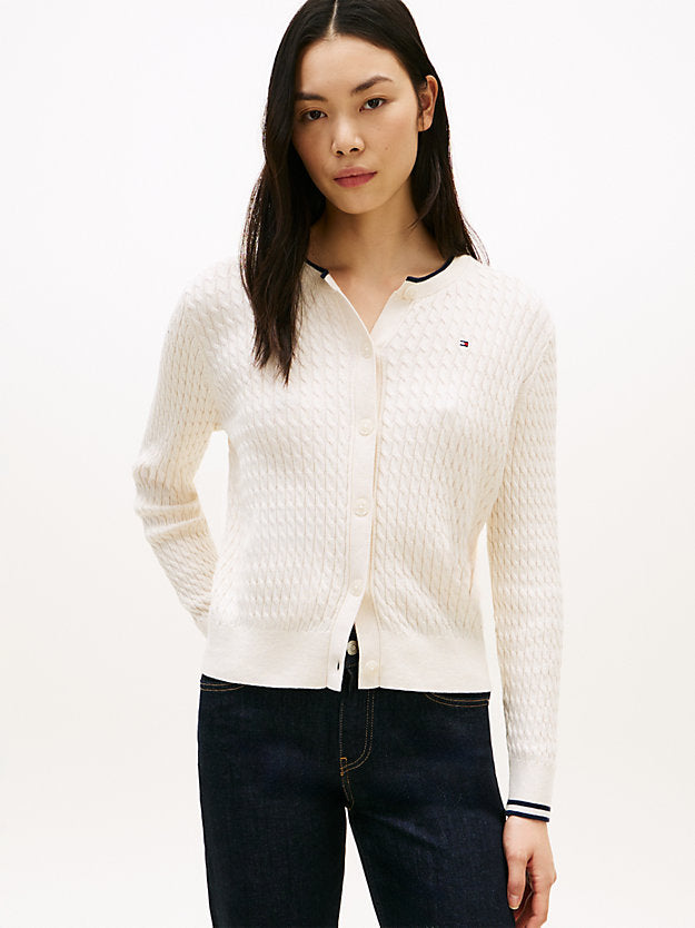 Cable Knit Crew Neck Cardigan