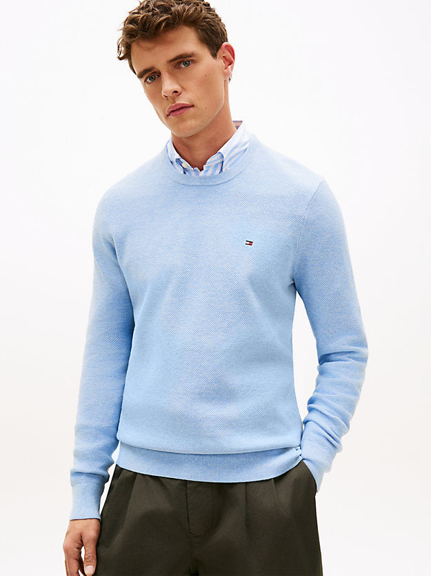 Flag Embroidery Textured Crew Neck Jumper