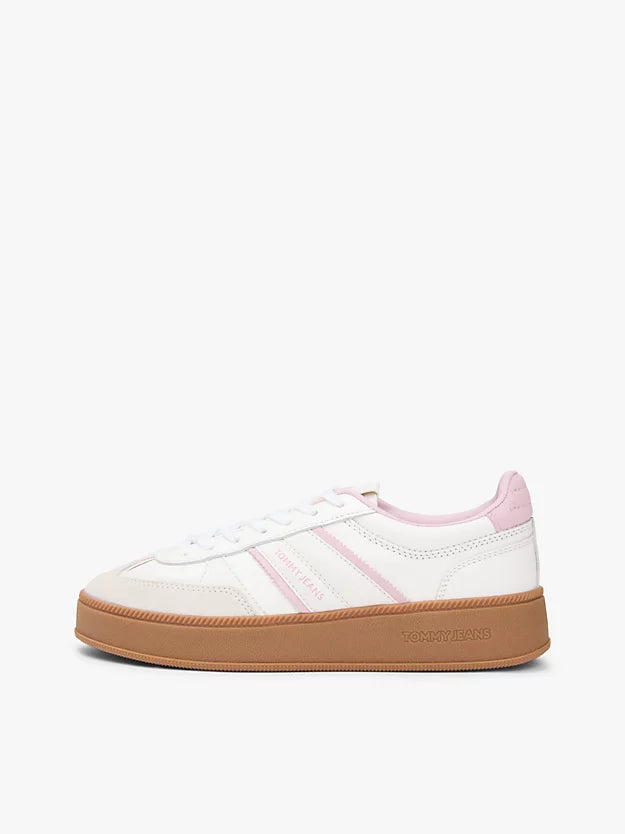 The Greenwich Leather Mixed Texture Platform Trainers