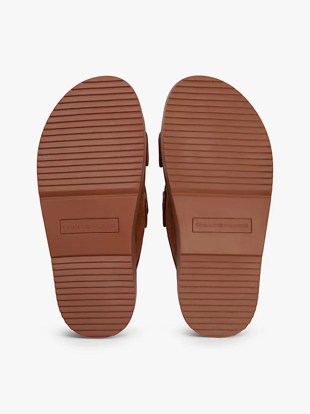 Leather Double Strap Serrated Sandals