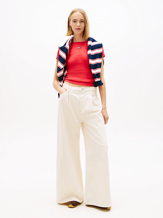 Badge Ribbed Slim T-Shirt