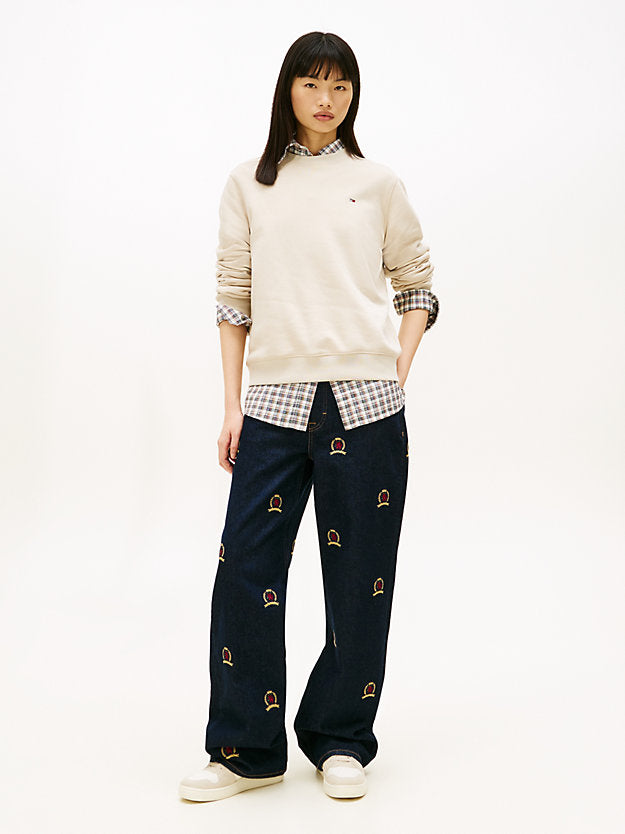 Flag Embroidery Brushed Fleece Sweatshirt