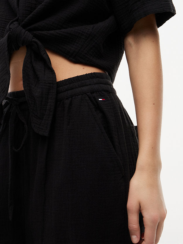 Crinkle Textured Loose Trousers