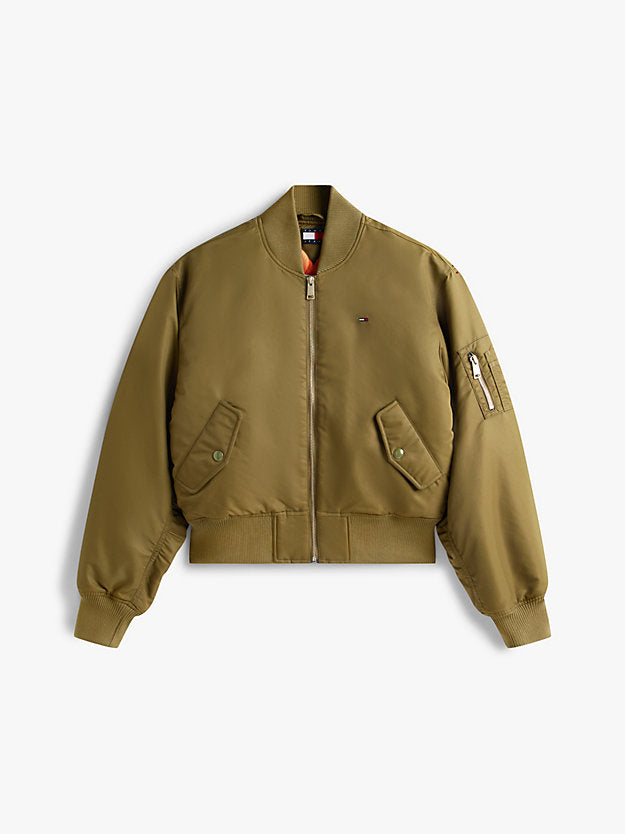Sleeve Pocket Twill Bomber Jacket