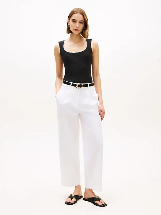 Contrast Stitch Ribbed Slim Tank Top
