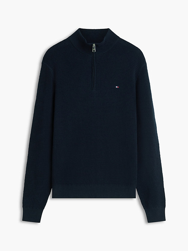Textured Quarter-Zip Mock Neck Jumper