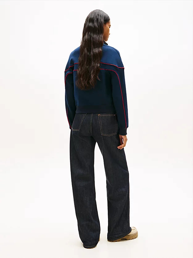 Badge Piping Zip-Thru Sweatshirt