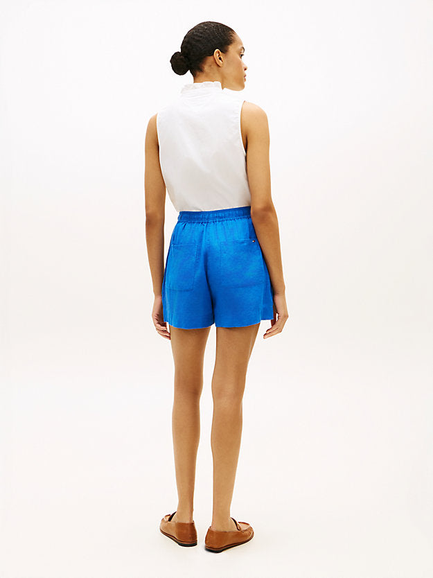 Flag Embroidery Pure Linen Shorts