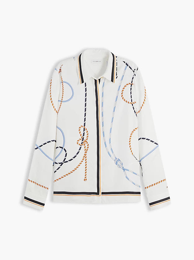 Regular Fit Rope Print Gold-Tone Button Shirt