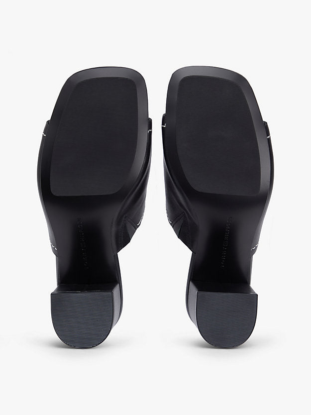 Monogram Leather Block Heel Mules