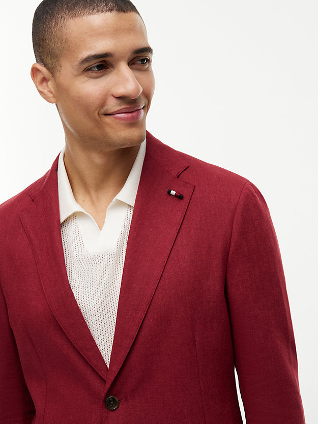 Regular Fit Linen Blend Single Breasted Blazer