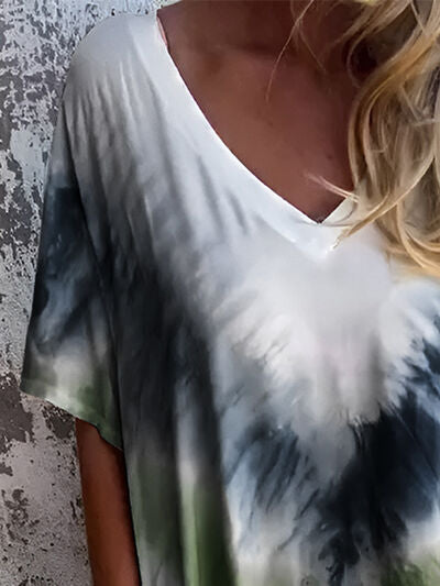 Robe courte à poches et manches courtes, tie-dye, taille standard